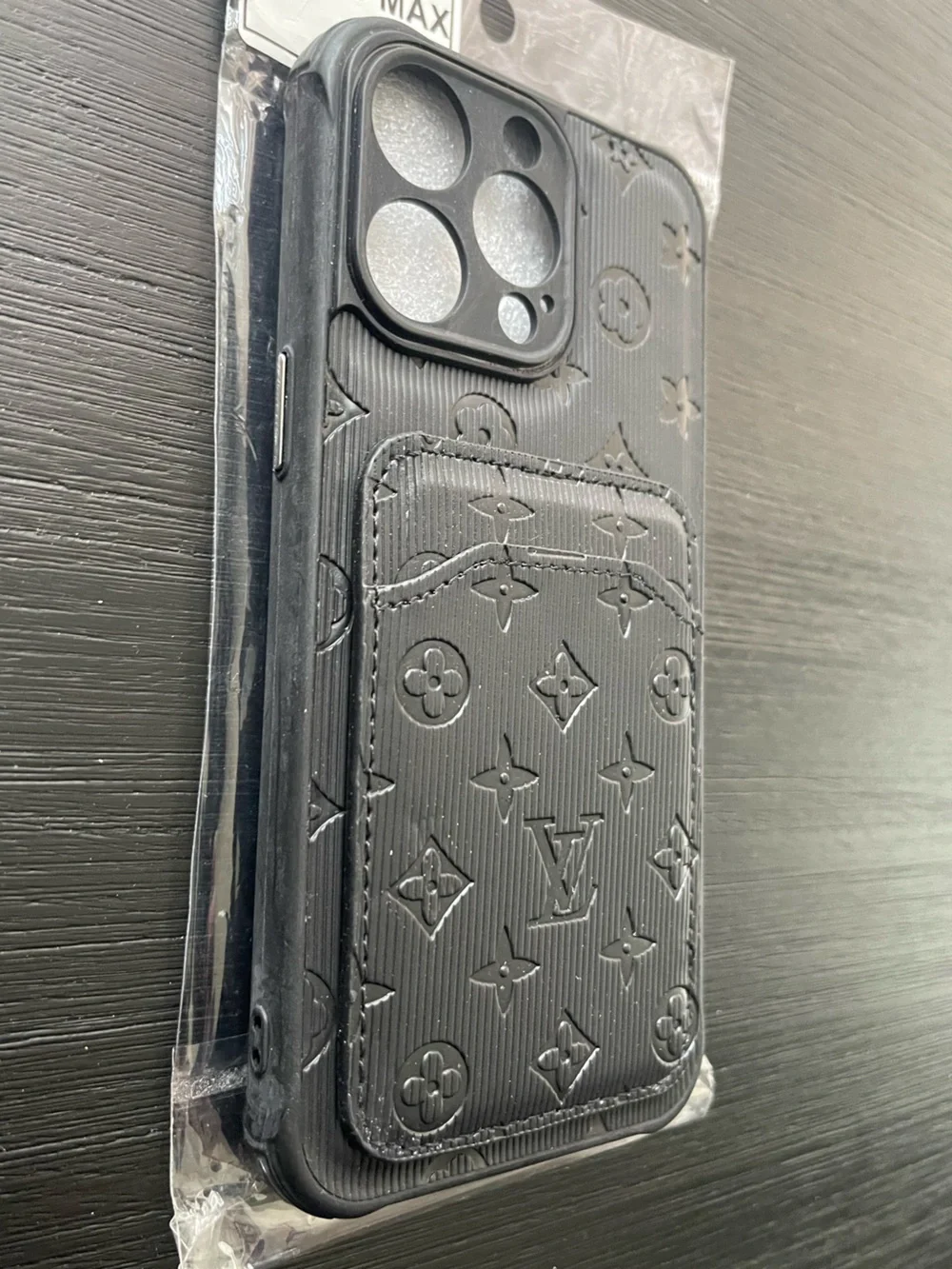 iPhone 15 Pro Max ALL BLACK phone Case. 2 card holder!